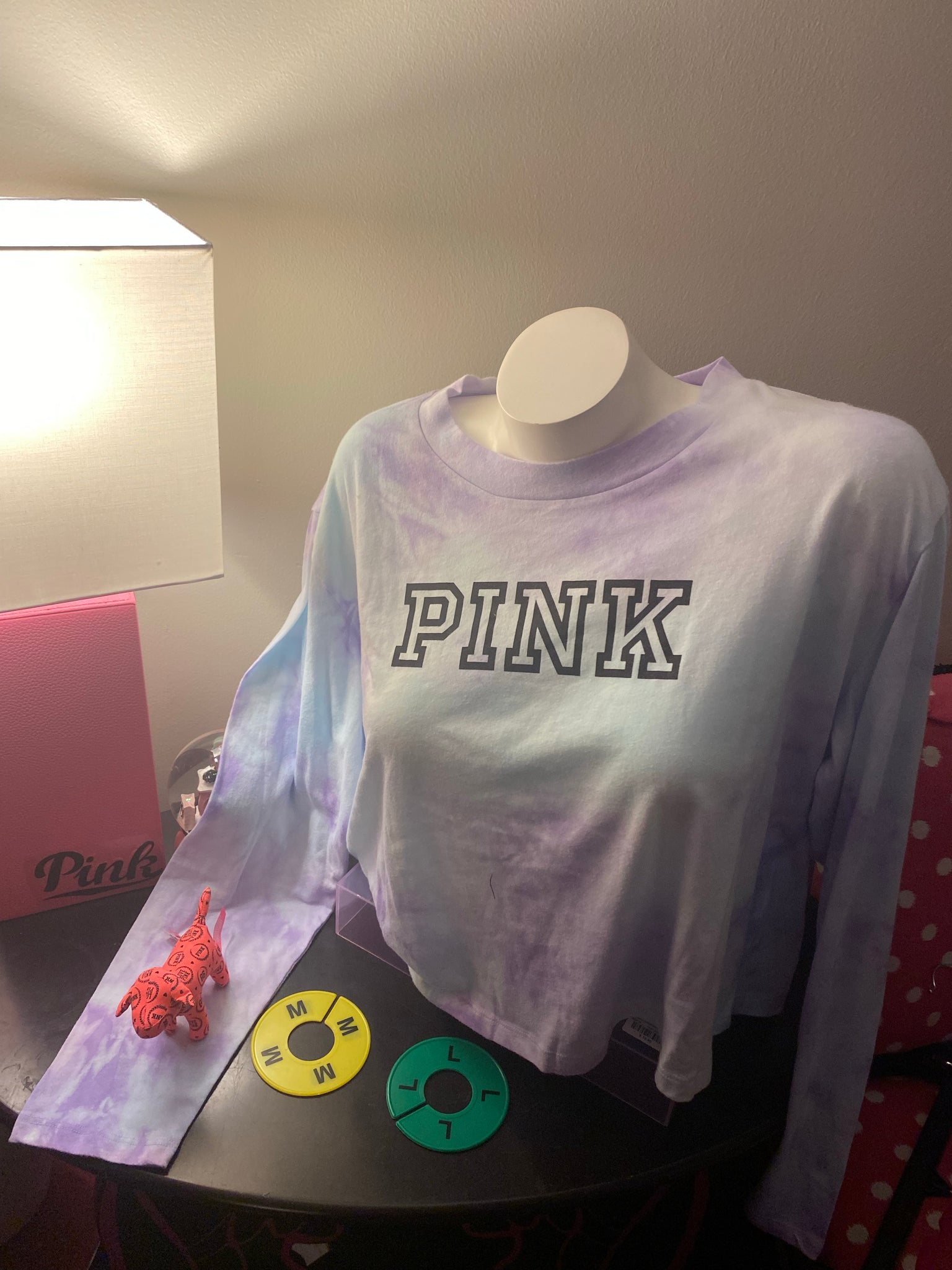 Long Sleeve Crop Tee Vs Pink